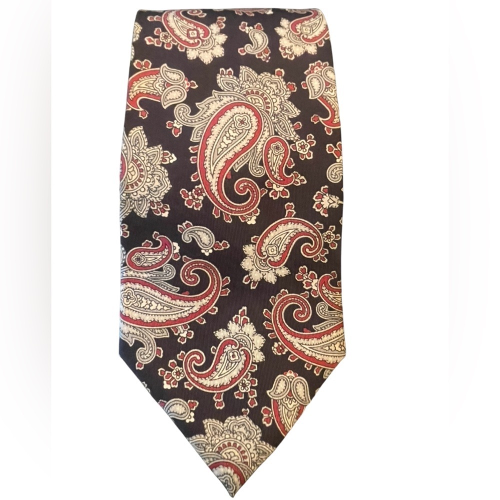 🖤❤️Christopher Hayes Paisley Patterned Tie - Black & Red. Pure Silk. Made in USA
